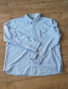 Fatface Mens pattern long sleeve Shirt light Grey 2XL size