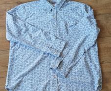 Fatface Mens pattern long sleeve Shirt light Grey 2XL size