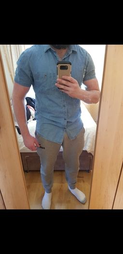 Muscle fit Medium size jumper & Denim short sleeve shirts