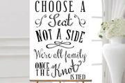 Choose A Seat Not A Side Vintage Wedding Decor Sign Print