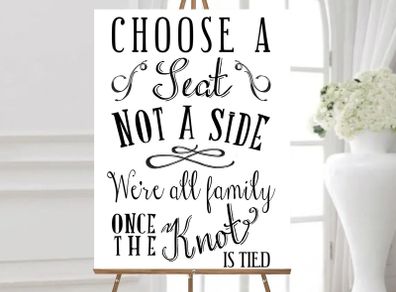 Choose A Seat Not A Side Vintage Wedding Decor Sign Print