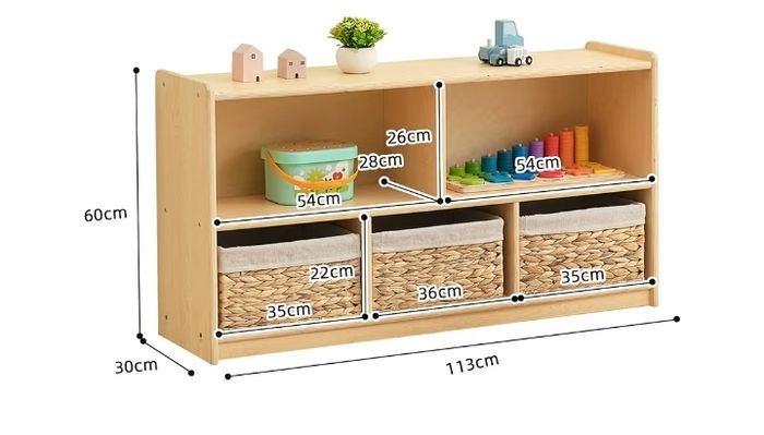 Kids Shelf 5 Section Wooden Storage Cabinet, Toy Shelf Organizers  2 Shelf Toy Organizers and Storage for Classroom Playroom Daycare and Preschool