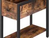 _Side Table, Bedside Table with Storage Space, Slim Sofa Table with Shelf, Coffee Table, Console Table for Small Rooms, for Living Room, Sturdy, Space-Saving, Dark Brown