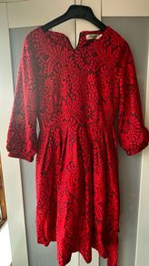 Red lace midi dress