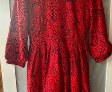 Red lace midi dress