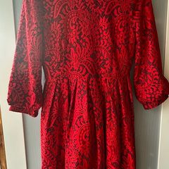 Red lace midi dress