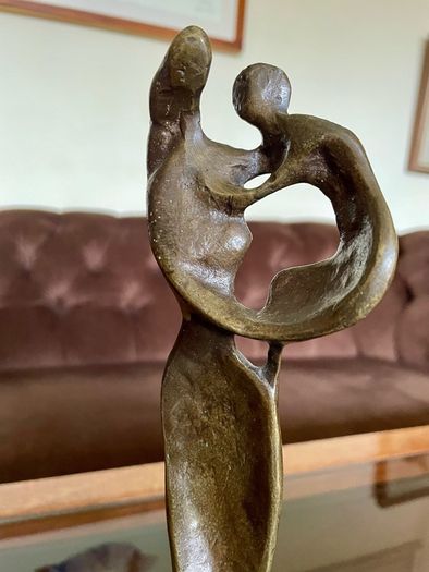 Abstract Modernist Bronze Mother and Child Sculpture Statue Figurine