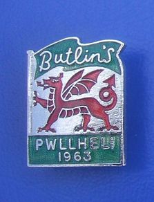 BUTLINS PWLLHELI 1963 (holiday camp, Wales) - resident camper's enamel badge