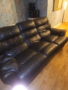 Leather 3 seat couch recliner