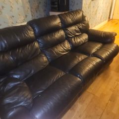 Leather 3 seat couch recliner