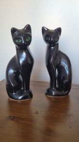 2 Black Cat Figurines