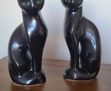 2 Black Cat Figurines
