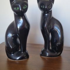 2 Black Cat Figurines