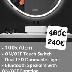 LED Bathroom Mirror Bluetooth Speakers Antifog Irregular Shape