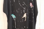 Oversized Tunic Embellished With Birds
