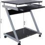 _desk, computer table with 4 castors, 2 of them with brakes, PC table, easy-to-use keyboard pull-out, easy assembly, space-saving PC table in Z-shape, black Image 5