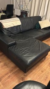 Black leather sofa