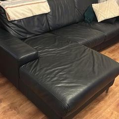 Black leather sofa