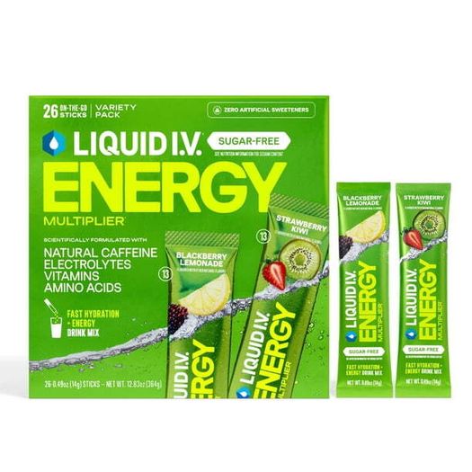 Liquid I.V. ENERGY Multiplier 26-Pack  Natural Caffeine + Electrolytes American Import