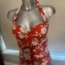 Very red floral halter neck swimsuit size UK12/14 EU40/42 cup UK36C EU80C Postage included Image 2