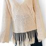 H&M Knitted V Neck Sweater Beige Size S Image 3