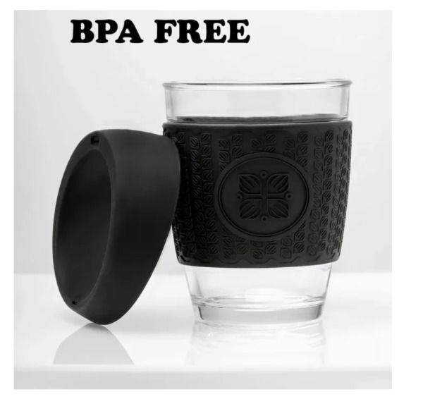 Funk My World - Black Eco-Friendly Travel Mug Borosilicate Glass - 12oz Barrister Friendly