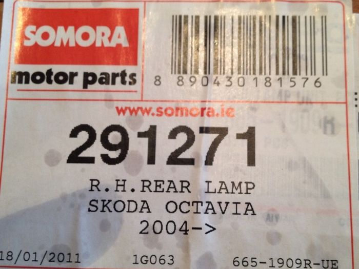 Skoda Octavia tail light BNIB!