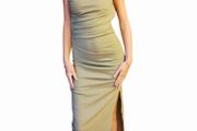 ZARA twist halterneck linen maxi dress