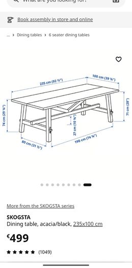 Dining Table (8 seater) Skogsta Ikea