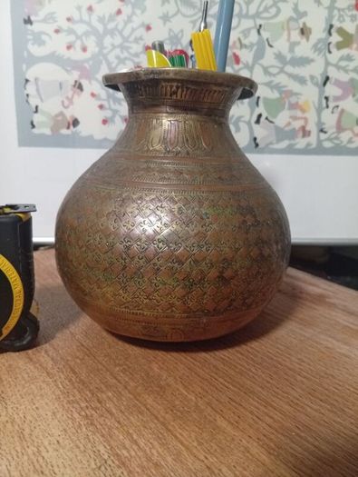 antique Indian brass lota  over