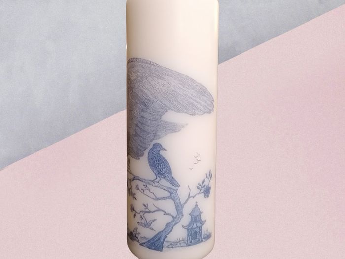 Blue Heron bird picture spring decorative pillar candle