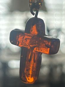 Baltic Amber Beaded Necklace & Cross