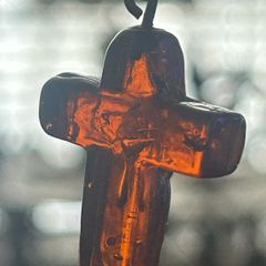Baltic Amber Beaded Necklace & Cross
