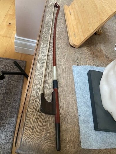 Double Bass 3/4 solid wood, bow & case + pickup