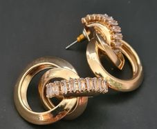Accessorize Monsoon Gold Tone Crystal Stud Earrings, Statement Sparkle Jewellery