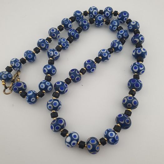 Antique Venetian Style Thousand Eyes Glass Beaded Necklace