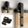 Sliding Barn Door Kit 5FT/152CM Black Heavy Duty Barn Door Sliding Hardware Track Kit for Single Wood Door 76CM Wide Image 3