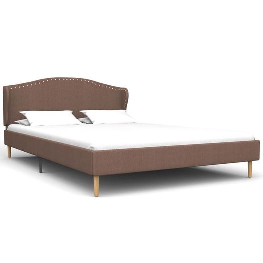 Bed Frame Brown Fabric 135x190 cm