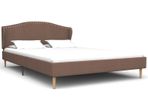 Bed Frame Brown Fabric 135x190 cm