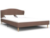 Bed Frame Brown Fabric 135x190 cm