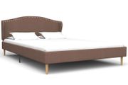 Bed Frame Brown Fabric 135x190 cm