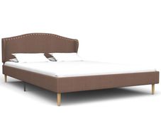 Bed Frame Brown Fabric 135x190 cm
