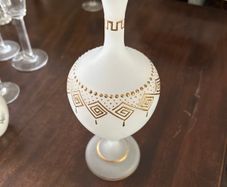 Antique Enamel Satin Glass Painted Enamel Bud Vase