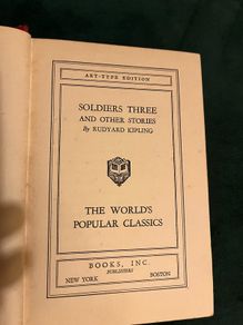 Antique Book Soldiers Three by Rudyard Kipling