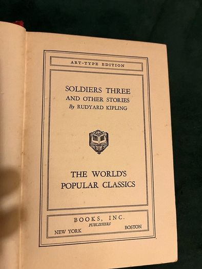 Antique Book Soldiers Three by Rudyard Kipling