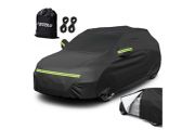 Jeep Waterproof Car Cover, Cotton Car Cover with Zipper for SUV, Anti-UV, Breathable, Dustproof, Rain, Scratch, Snow, Sun, Outdoor, 505x195x175cm, Black