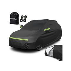Jeep Waterproof Car Cover, Cotton Car Cover with Zipper for SUV, Anti-UV, Breathable, Dustproof, Rain, Scratch, Snow, Sun, Outdoor, 505x195x175cm, Black