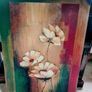 Wooden Painted Picture, Raised Floral Painting. Image 3