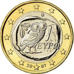 Greece 1 Euro Regular National Coin 2007. Uncirculated.