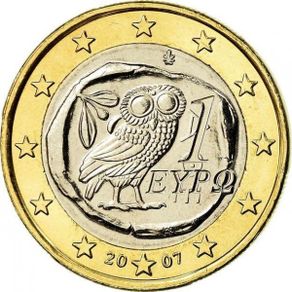 Greece 1 Euro Regular National Coin 2007. Uncirculated.